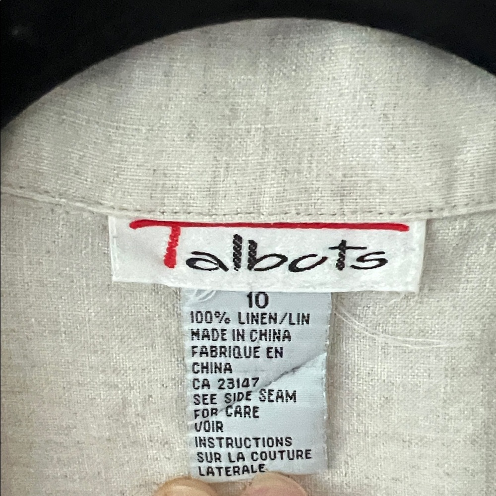 Vtg Talbots Natural Linen Top - Picture 2 of 3